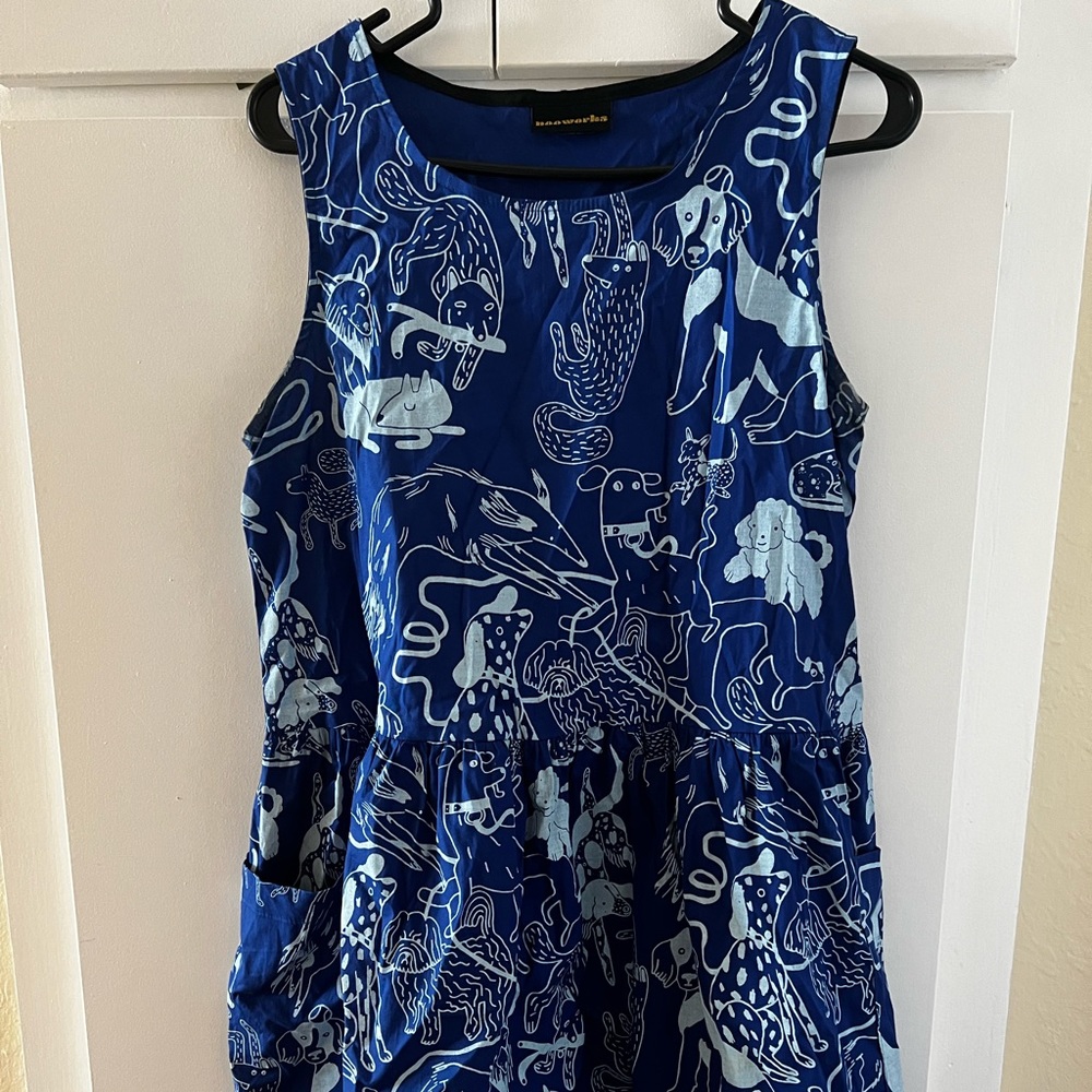 Nooworks Dog Print Big Pocket Dress - Size Large
